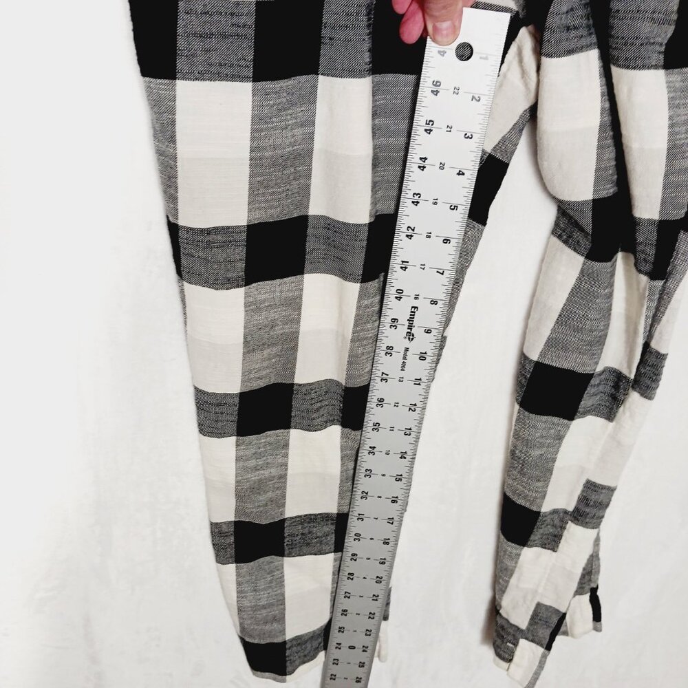 Free People, MED Clear Skies Checkered Plaid Woven Pants, Black & White Cropped - Picture 13 of 15